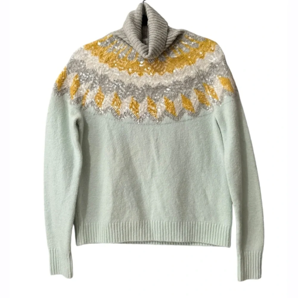 J.‎ Crew Sequin Fair Isle Turtleneck Sweater XS NEW